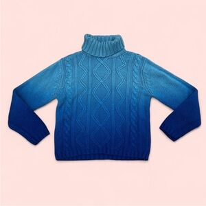 Blue Gradient Turtleneck Sweater